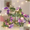 Juldekorationer 2m 10LEDS ROSE Flower String Light Floral Holiday Lighting Garland Leaves Fairy Party Event Dekoration Bedroom DHQ0F