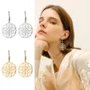 Dangle Lustre Lucktune Rétro Fleur Boucles D'oreilles Filigrane En Acier Inoxydable Rond Cerceau Pour Les Femmes Cadeau Bijoux De Mode Accesso325h