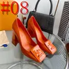 38Model Women Dress Shoes Designer Shoes Letter Cowhide Belt Buckle High Heel