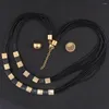 Комплект ожерелья и сережек 55 см, длинные цепочки, свитер, квадратные серьги-гвоздики, модные серьги из нержавеющей стали для женщин SEDZCGDI