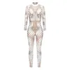 Skeleton Robot 3D-print bodysuit Rits Terug Halloween-kostuum Full Body Herfst-jumpsuits voor vrouwen BruiloftsgastAnime kostuumsAnime kostuumsAnime kostuums