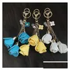 Keychains Lanyards Keychains 50st 18Colors Charm Leather Rose Flower Key Chains Tassel Women Keychain Bag Purse Pendant Jewelrykeyc Dhdyv
