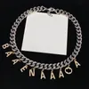 collier de bracelet cubain vintage Silver Alphabet Pendant, ensemble de bijoux de créateur de mode, Saint-Valentin, Noël, cadeaux de haute qualité