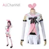 cosplay kizuna ai cosplay virtual youtuber girl costume sjöman kostymer headpiece pants handskar strumpor kläder rosa och vita fullsetcosplay