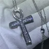 Choucong Ankh Cross Pendant 925 Sterling Silver 5A CZ Stone Chain Cross Pendant Necklace For Women Men Party Wedding Jewelry339a
