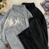 Erkeklerin Trailtsuits Fashion Omuz Yastıklı Stand-Up Yaka Sweatshirt Takım Erkekler Sağlam Gevşek Gevşek Spor Düz Harem Pants Üstler Set Erkek