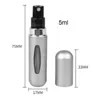 Flacone di profumo ricaricabile portatile da 5 ml con pompa per profumo spray Flacone atomizzatore per contenitori cosmetici vuoti per strumenti da viaggio