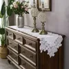Table Runner White American Embroidery Linen Cotton Lace Cloth Coffee Tv Drawer Cabinet Piano Cover Towel Flag Dust 231020