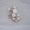 Hair Clips INS Ceramic Flower Small Comb Bridal Piece Gold Color Wedding Accessories Women Headpiece