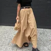 Jupes Style européen Cargo femme jupe taille haute robe rétro longue