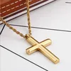 Chains Punk Twist Rope Chain Cross Pendant Men Women Hiphop Polished Stainless Steel Gold Silver Color Necklace Male Jewelry