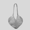 Sacs de soirée Bling coeur en forme de fil d'or sac tricoté décontracté femmes épaule grande capacité fourre-tout mignon grand shopper sacs à main 2023