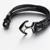 High Quality Men's Titanium Steel Bracelet Black Personality Leather Woven Anchor Rope For Men Gift Charm Bracelets249A