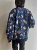 Jaquetas femininas Mulheres Vintage JacketThree-Dimensional Floral Bordado Senhoras O-pescoço Manga Longa Zipper Quente Casaco Curto Outono 2023