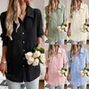 Damesblouses met lange mouwen Dames Button Turn Down Kraag Shirts 2023 Herfst Jacquard Business Casual Tops Getailleerd T-shirt Herfst Vest