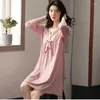 Dames Nachtkleding Dames Nachtkleding Nachthemd 2023 Lente Zomer Katoenen Lange Nachtjapon Nachthemd Nachtkleding Voor Roze M-XXXL C79