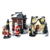 Julekorationer 10 Julstycken Belysad stuga Small House Christmas Tree Display Juldekoration Santa Claus Set Gifts X1020