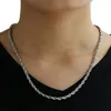 Catene Uomo Donna 4mm Catena Corda Colore argento Collana in acciaio inossidabile Artiglio di aragosta Chiusura Gioielli di moda DKN78