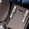 Halskette Ohrringe Set Weiß Zirkonia Damen Halskette Braut Hochzeit Schmuck Für Party