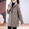 Trench da donna 2023 di media lunghezza invernale con colletto in piedi giacca da donna Parka in piumino di cotone femminile casual spesso caldo antivento