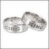 Pierścienie zespołowe biżuteria ze stali nierdzewnej Listy Król królowa pierścień tytanowy pary palec upuszcza dostawa dhrlm
