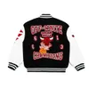 Heavy Industry Fashion brand Embroidery Bulls Co branded OW Woolen Men's and Women's Baseball Same Style Jacket Coat Shipped Within 3 Days