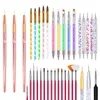 Makeup Tools 15pcsset nagelkonst borste ombre borstar uv gel polsk målning ritning snidning penna set för manikyr diy design 231020