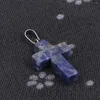 Pendant Necklaces 2 PCS Cross Shape Natural Stone Amethyst Turquoise Jade Charm Jewelry Making DIY Necklace Earrings Accessories Gift