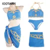 3 pezzi Breath of the Wild Cosplay Principessa Costume da bagno estivo Zelda Costume da bagno sexy in tre pezzi Costume da carnevale di Halloween