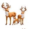 Juldekorationer Simation Deer Ornament Toys Adornos de Navidad 2022 Noel Xmas Kids Gift Yearchristmas Drop Delivery Hom Dh8ar