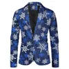 Abiti da uomo Blazer Giacca da uomo stampata blu da uomo da indossare Giacca da uomo di Natale Moda Casual Costume Homme Rosso Nero Blu Blazer Masculino 231020