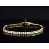 Bracciale tennis Starsgem Custom Man da 18 cm in oro giallo massiccio 9 carati con maglie a catena con diamanti