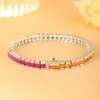 Vendita calda Bracciale Moissanite Catena in oro 9 carati Braccialetti colorati con zaffiri arcobaleno e diamanti Regalo per il compleanno