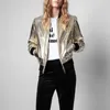 Chaquetas de mujer Estilo otoñal Tela recubierta Plata Casual Guapo Moda Chaqueta de béisbol Abrigo corto