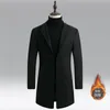 Jaquetas masculinas estilo coreano homens trench coat lapela botões de lã casual casaco quente longo outwear primavera windbreaker 231020