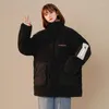 Kvinnors dikerockar M-3XL Plus Size Womens Winter Jackel långärmad stativ krage outwear med fickfasig blixtlås kofta överdimensionerad varm