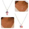 Pendentif Colliers Collier américain Hommes Femmes et chaîne de cou rayé USA Independence Day Party Bijoux Accessoire