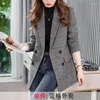 Women's Suits 2023 Winter Women Woolen Plaid Suit Coat Female High-End Large Size Fashion Slim Double Breasted Casual Versatile Outerwear