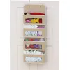 Storage Bags Multilayer Cotton Linen Hanging Bag Behind Door Pocket Organizer Cosmetic Sundries Box Desktop Basket