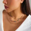 Chaînes PuRui Multicouche Papillon Charme Collier Or Couleur Minuscules Boules Rondes Chaîne Ras Du Cou Mode Femmes Bijoux Collier Street Party