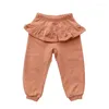 Pantalon décontracté automne hiver bébé filles pantalon Orange gris grande balançoire pantalons de survêtement épais Plus Leggings enfants outwear