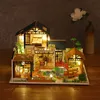 Doll House Accessories Diy Doll House With Cover Miniature Model Building Blocks Children's Toys Miniature Dollhouse Miniature Träleksaker 231019