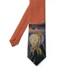 Nackband mode 8 cm breda polyester slipsar oljemålning skrik segelbåtkatt rolig slips fritidsbröllop skjorta kostymer tillbehör 231019