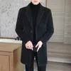 Men's Wool Blends 2023 Highend Feel Men Fashion Handsome All Woolen Coat Suit Collar Long Trench Thick Casual Winter Jacket 231020