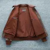 Men's Leather Faux Brown Autumn Vintage A2 Jacket Plus Size 4XL Military Style Natural Thick Cowhide Aviation Genuine Coats 231020