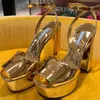 Luxe designer strass sandalen jurk schoenen dames omgekeerde driehoek merk hoge hakken pantoffels dame platform klassieke dikke hak enkelbandje banket schoenen