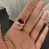 Bague Solitaire pour femmes, bague ouverte, vent froid, rouge, amour, épine de zircone, bijoux de fête personnalisés, cadeau 231019