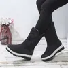 Stiefel Schneestiefel, lässig, dicke Sohle, warme Baumwollschuhe, mittellang, Schneestiefel mit Reißverschluss, neue seitliche V-Stiefel 230830