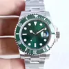 Rolaxs U1 ST9 CLASP MENS Titta på män Automatisk safir rostfritt fast glidelock svart keramik Bezel Green Face Male Watches armbandsur V0sl