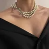 Designer multistrato perla strass collana di orbita di lusso catena clavicola collane di perle barocche collane di donne festa di nozze regalo di gioielli di alta qualità